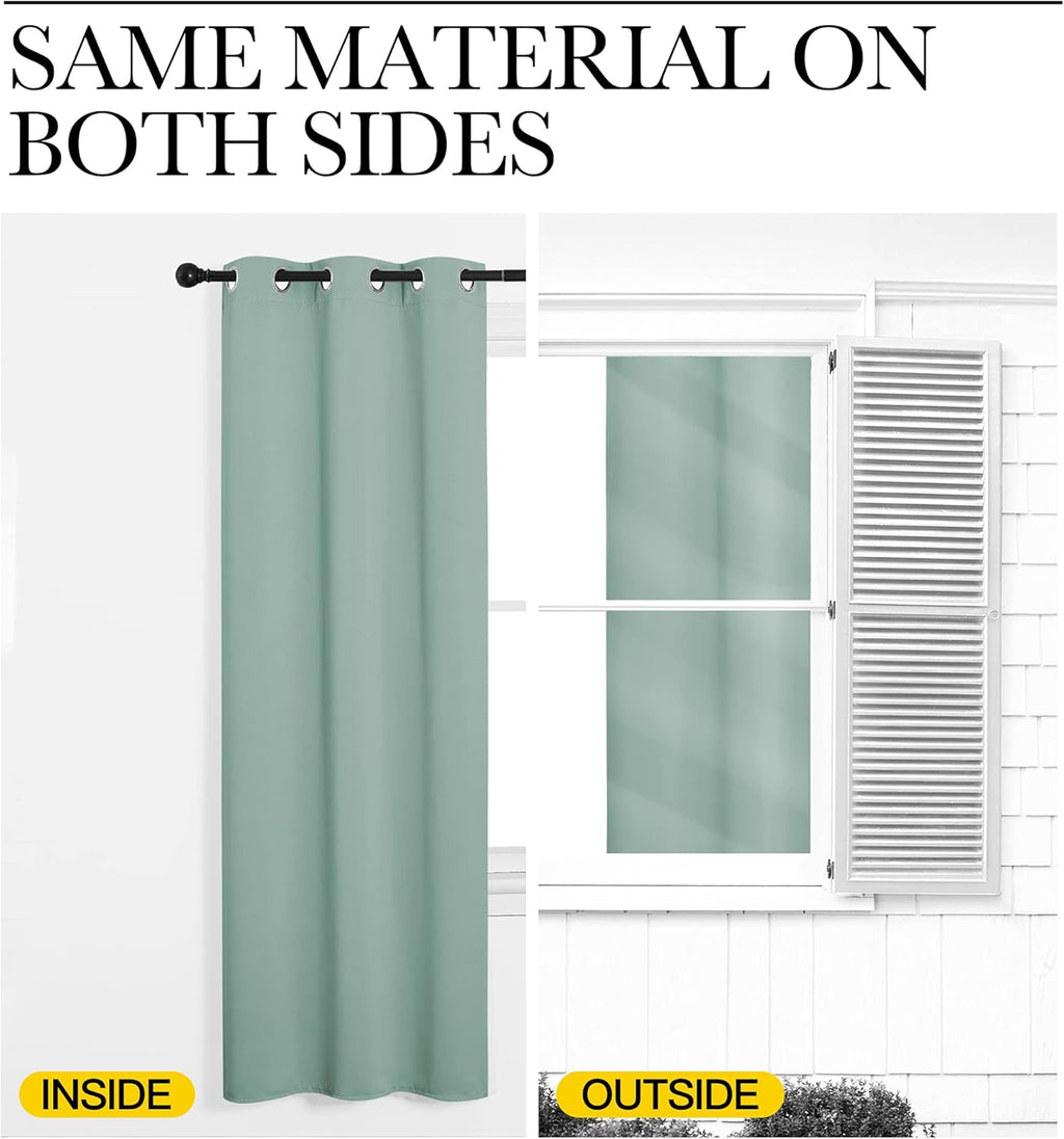 NICETOWN Small Window Curtains - Thermal Insulated Grommet Drapes in Seafoam Green | Set of 2 (W42" x L63")