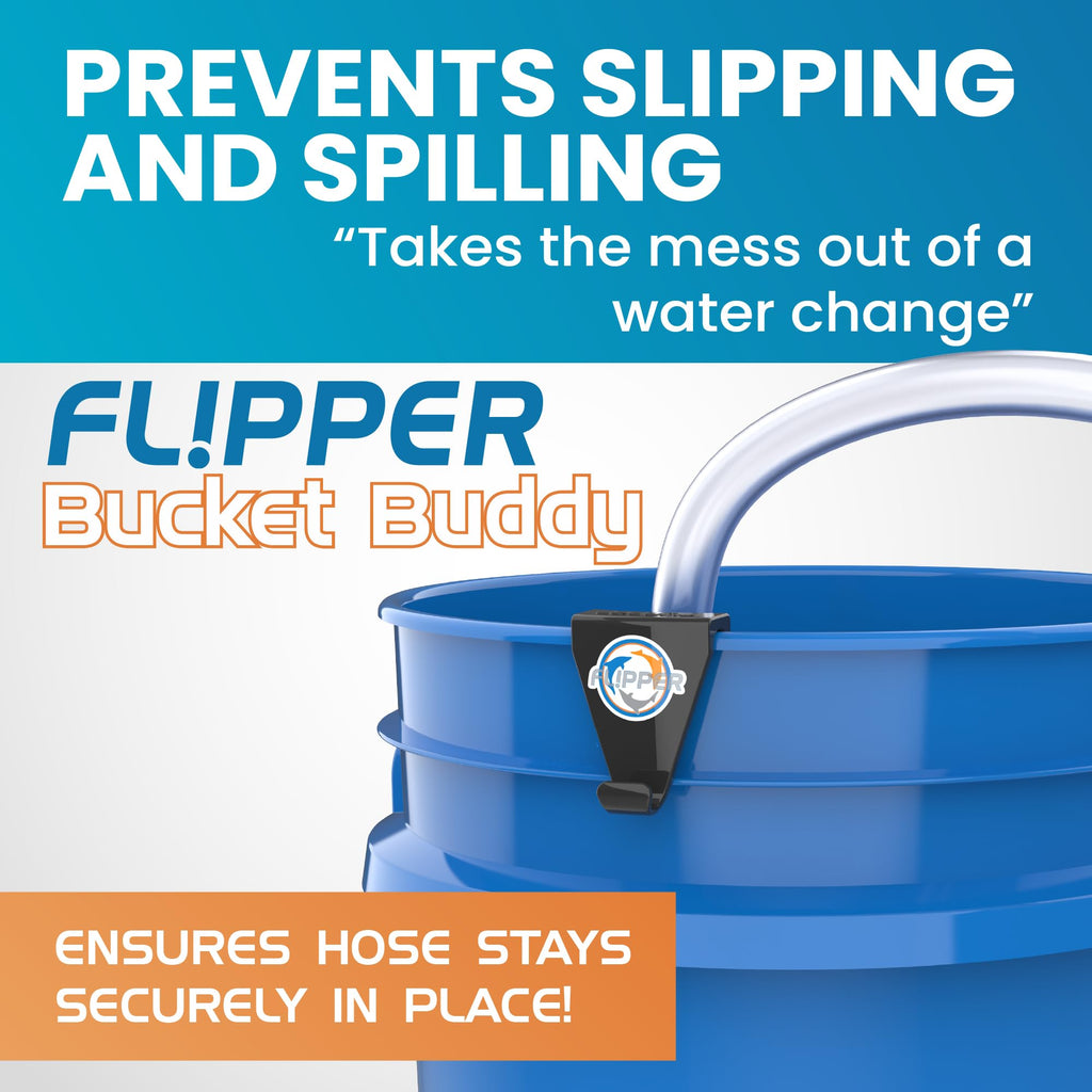 Flipper Bucket Buddy Aquarium Bucket Organizer, Hose Holder Clip for 5 Gallon Buckets, Fish Tank Water Change Caddy for Siphon Hose, Scraper, Net, and Cleaning Tools