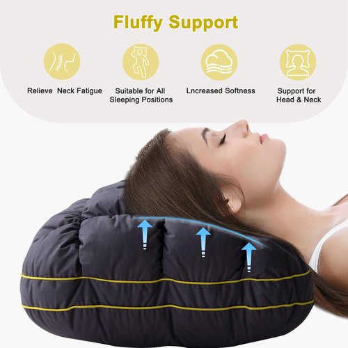 YOUR MOON Fluffy Support Bed Pillow King Size Set of 2, Luxury Hotel Quality Bed Pillows for Side Sleeper, Super Soft Premium Down Alternative Filling Pillow for Sleeping (Gray)