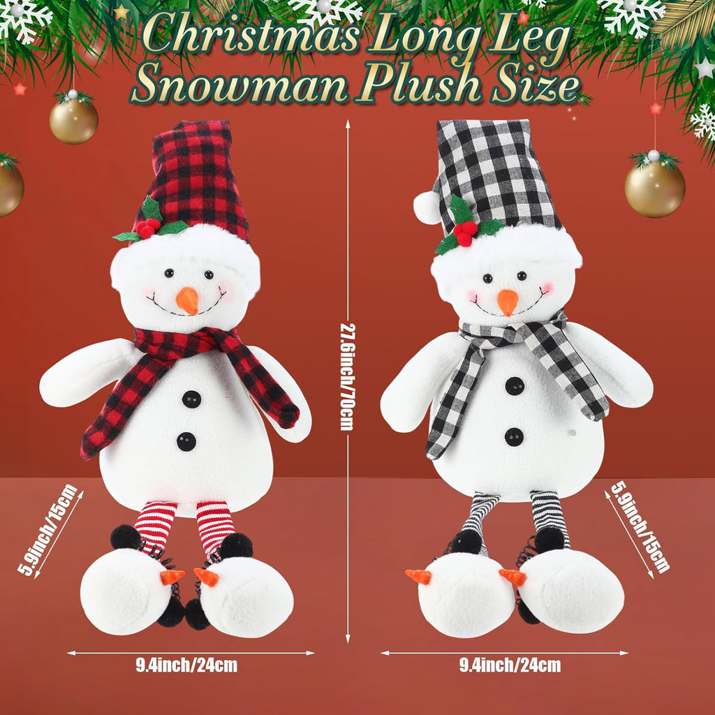 Threehoney Plush Snowman Decor - 27.6" Sitting Stuffed Toy with Scarf & Hat | Rustic Christmas Tabletop Ornament