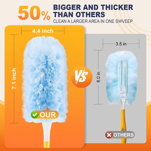 60 Pcs Duster Refills Compatible with Swiffer Duster Refill, Feather Dusters for Cleaning with 2 Handle, Multisurface 360°, Unscented Disposable Dusters for Cleaning Dusting (Blue,)