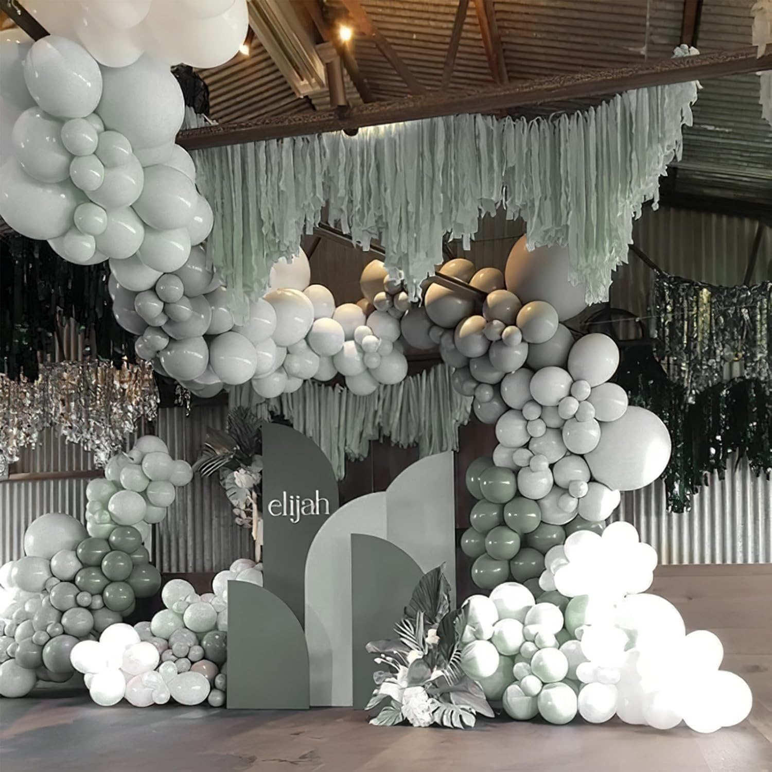 PartyWoo Dusty Green Balloons - 50pcs 12 Inch Sage Olive Eucalyptus Latex for Baby Shower & Wedding Decor
