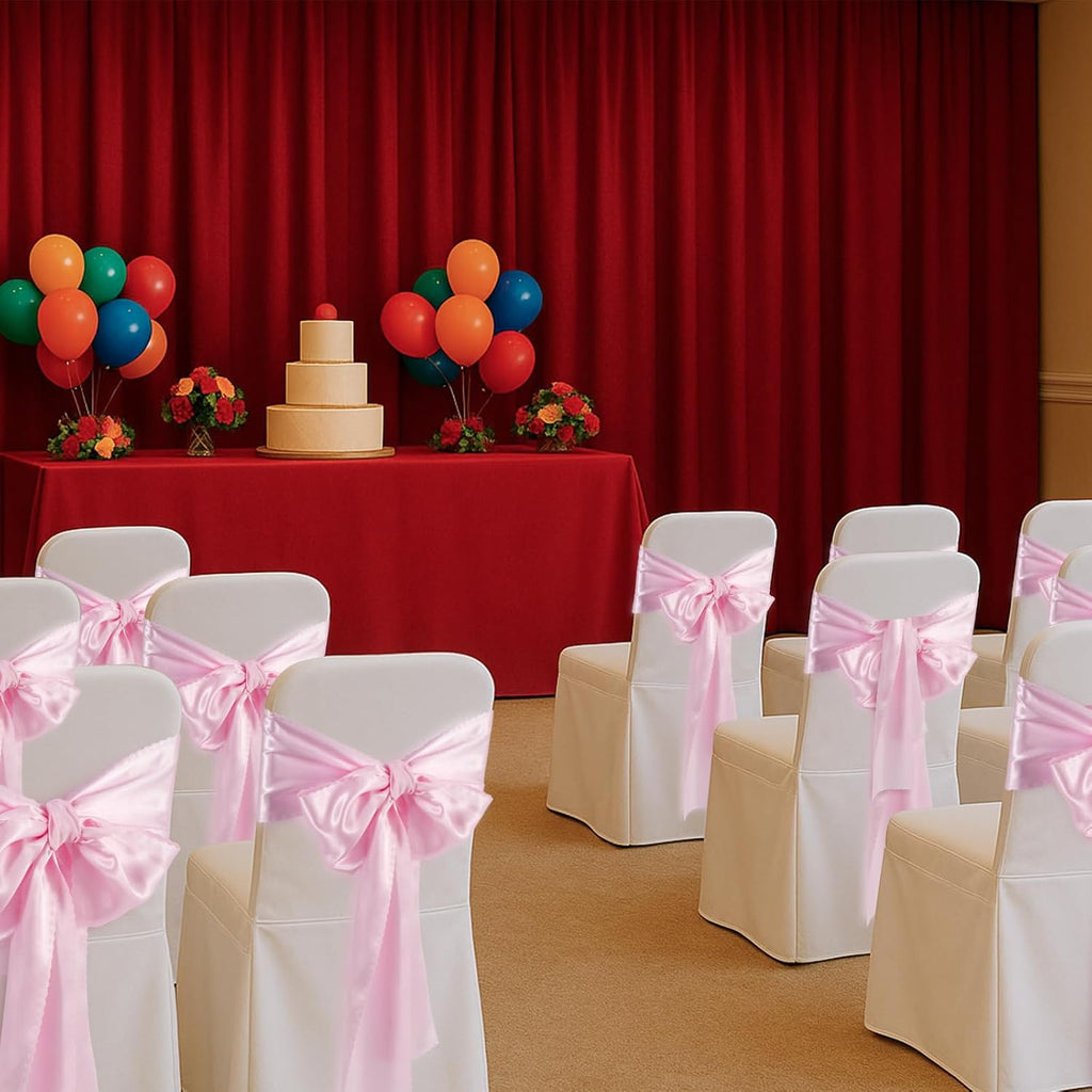 Skiennix Black Satin Chair Sashes - Upgraded 7" x 108" Bows for Weddings & Events | 50 Pack