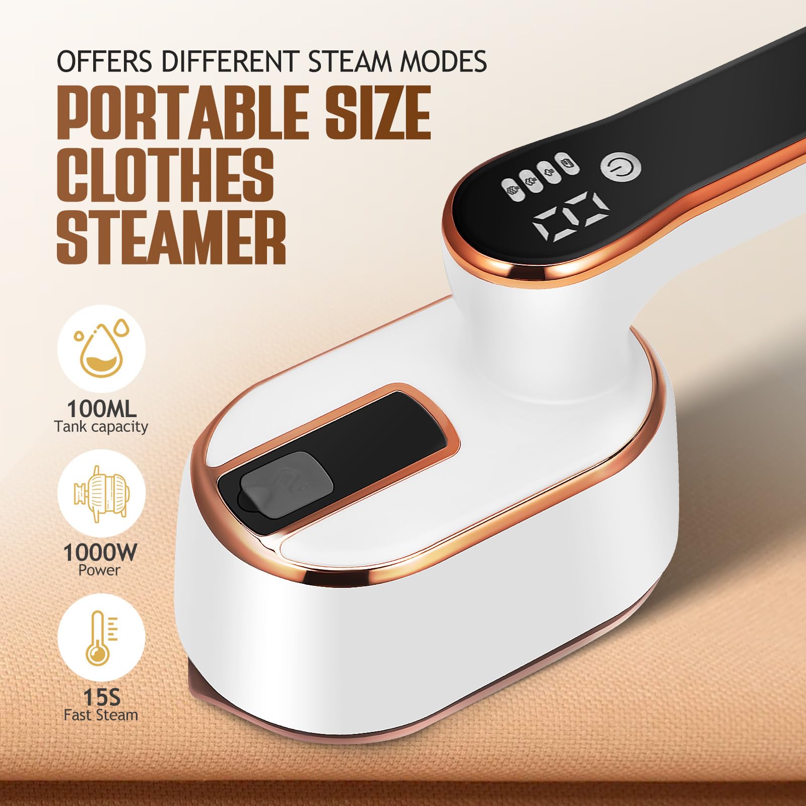 STOBAZA Portable Clothes Steamer for Travel with Folding Handle 1000W Fast Heat Garment Steamer Ironing Machine Large Water Tank Handheld for Wrinkle Removal at Home and Office Us Plug