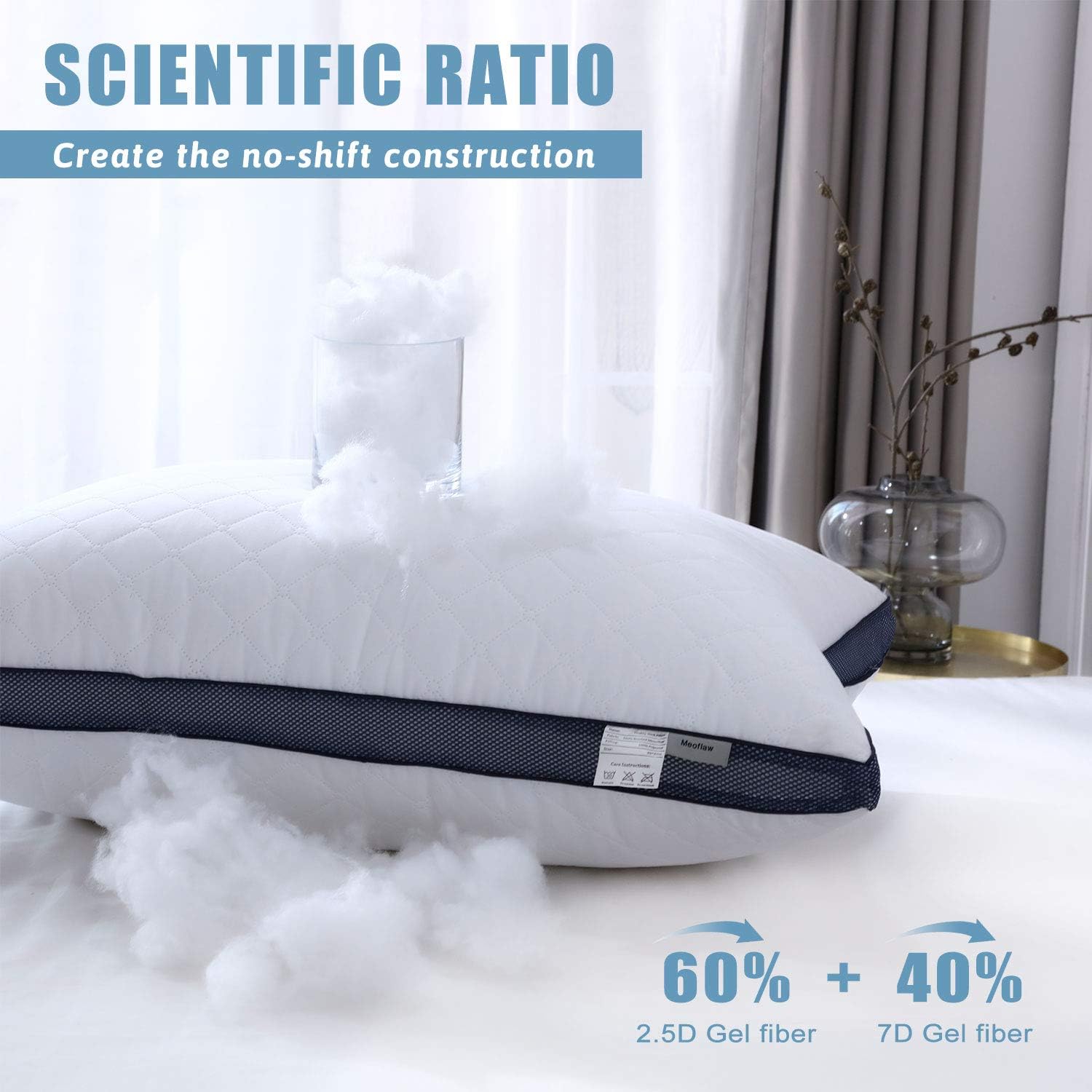 Meoflaw Luxury Hotel Pillows for Sleeping - Standard Size Set of 4 for Side & Back Sleepers