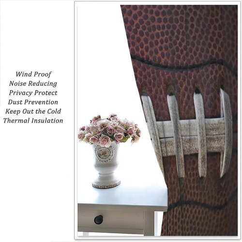 JESTRONRY American Football Blackout Curtain,Rugby Football Traditional Sport Close Up Window Treatments Curtains for Boys Kids Teens Men Bedroom Living Room Home Decor W42xL45in