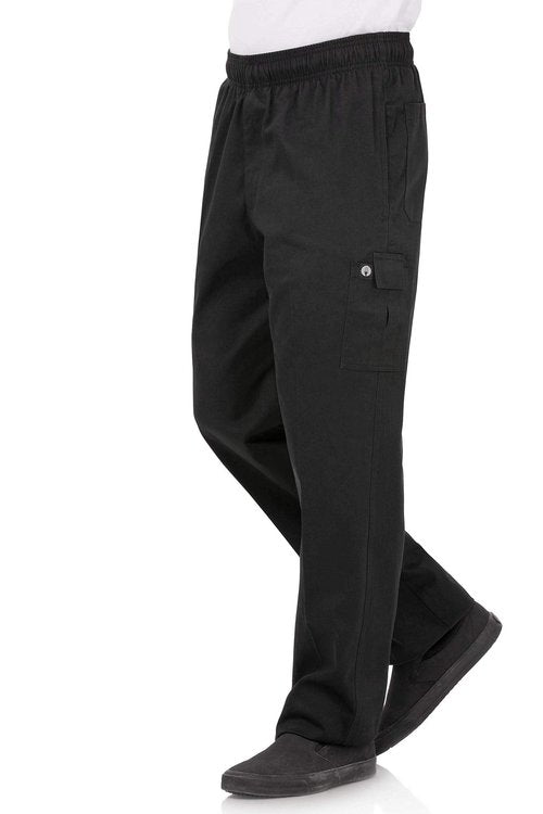 Chef Works Men's Cargo Chef Pants, Black, Small
