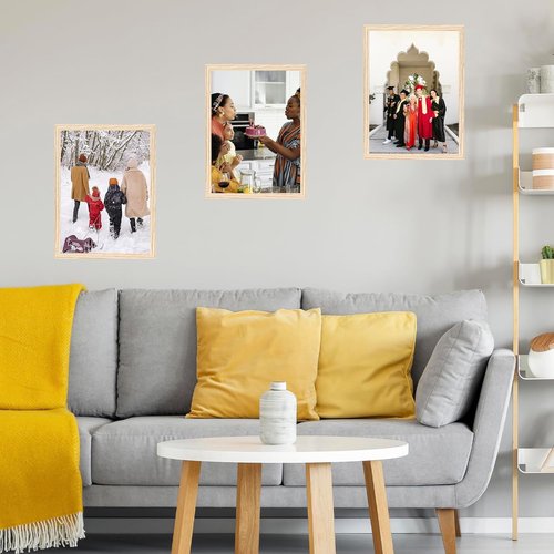 JCJMY 12x17 Picture Frame - Versatile Wall Mounting for Horizontal or Vertical Display | Shatter-Resistant Plexiglass, Natural Finish
