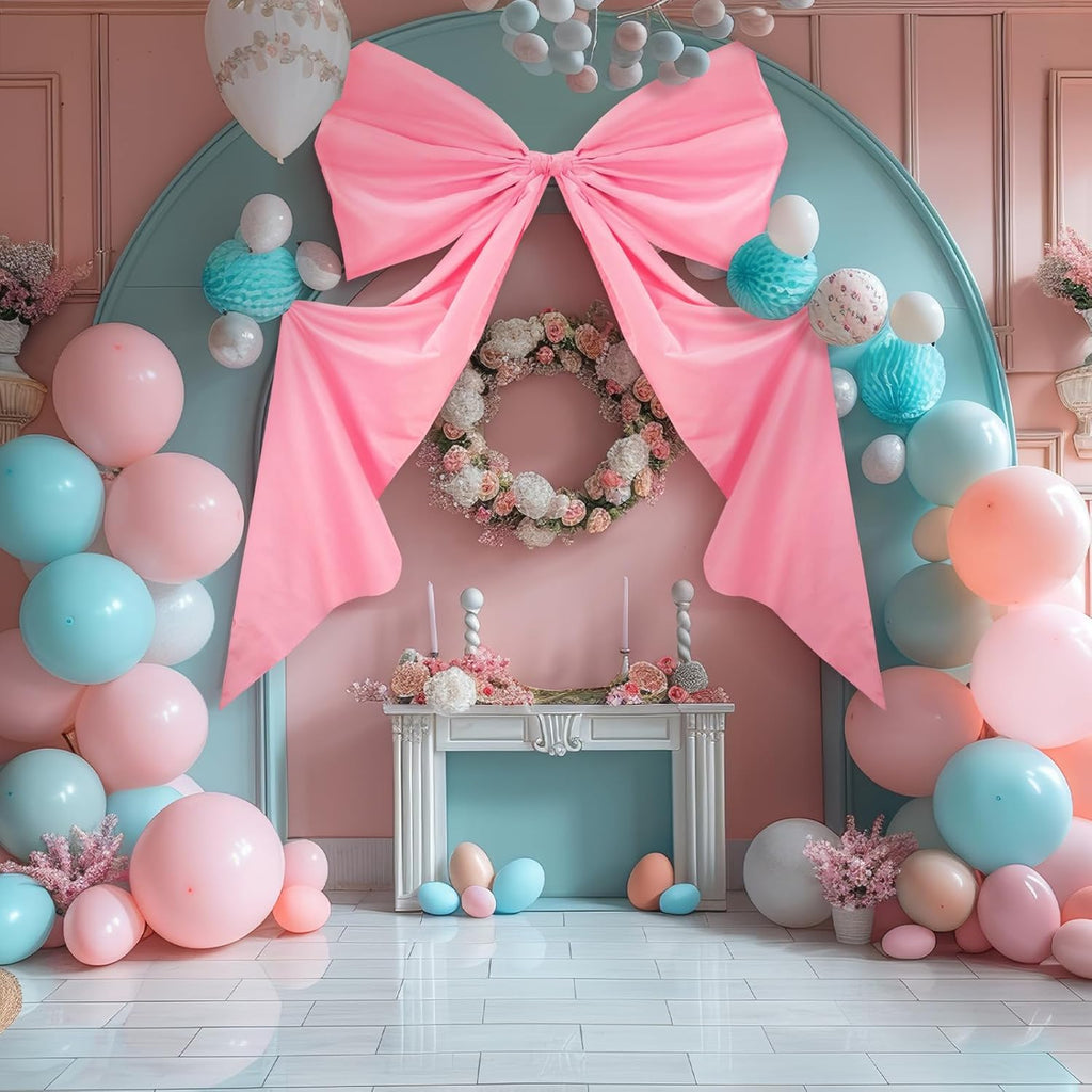 Wavwavw Giant Wall Bow Decorations - 39 x 72 Inch Pink Ribbon Decor for Birthday, Baby Shower & Weddings