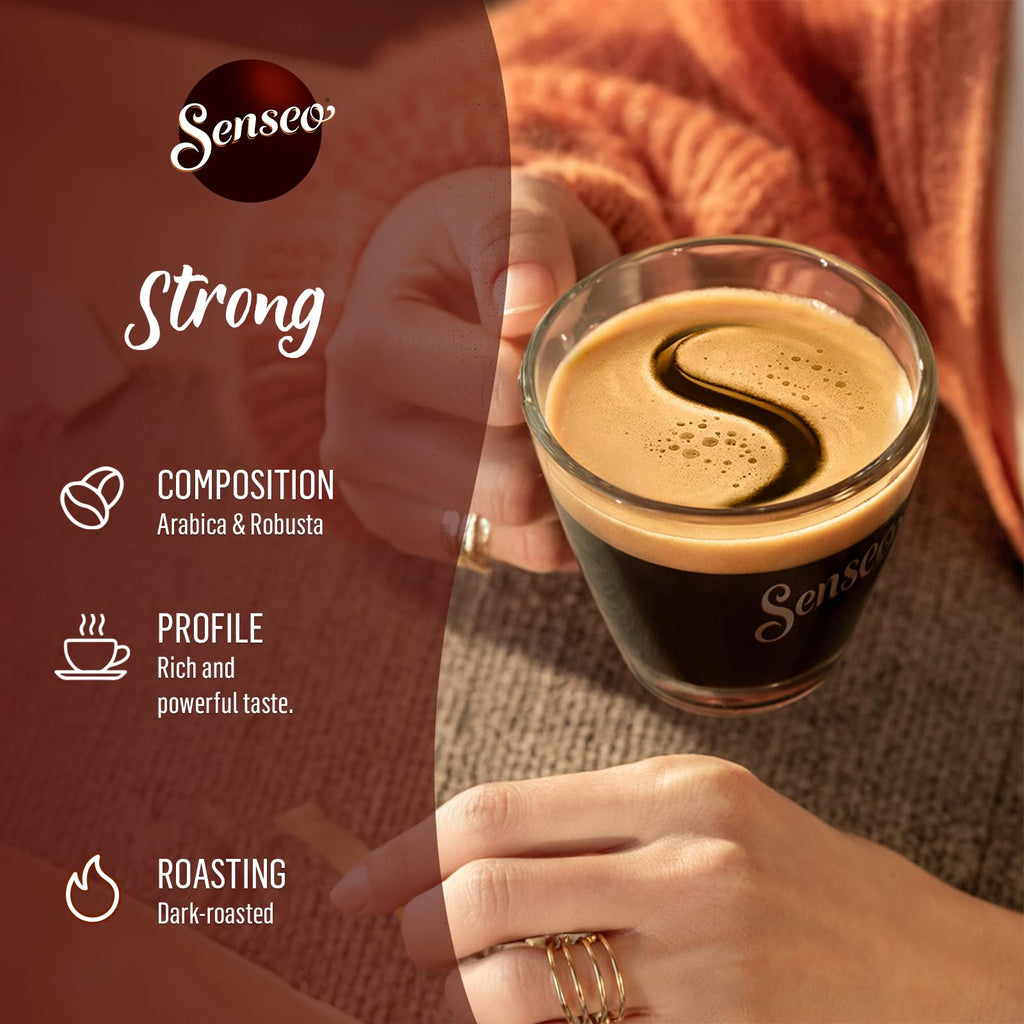 Senseo Strong Dark Roast Coffee Pods – 144 Count (3 Packs) – Bold & Intense Flavor with Rich Crema – Single-Serve Coffee Pads Compatible with Senseo & PeleCom Machines