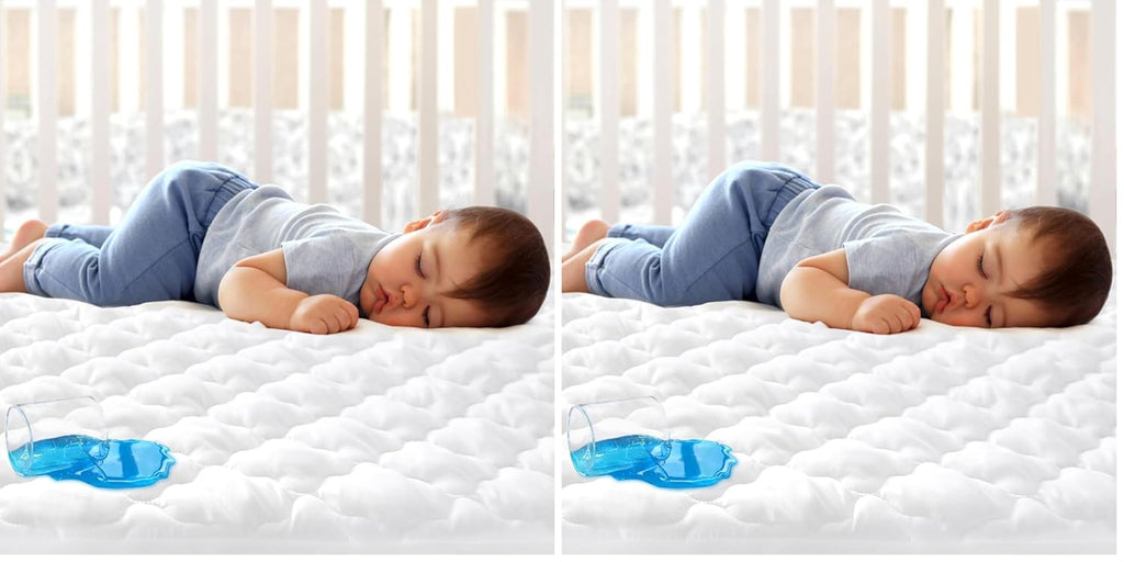 Skiennix Mini Crib Mattress Protector - Waterproof & Noiseless Fitted Pad Cover | 38" x 24", White (Pack of 2)