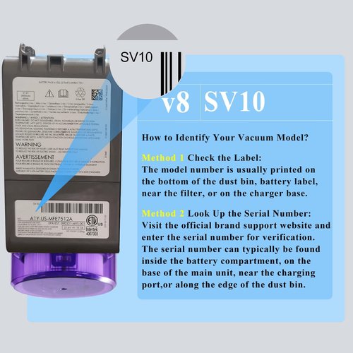Dyson V8 Battery Replacement - Upgraded 21.6V Compatible with V8 Animal, Absolute, Motorhead & Fluffy
