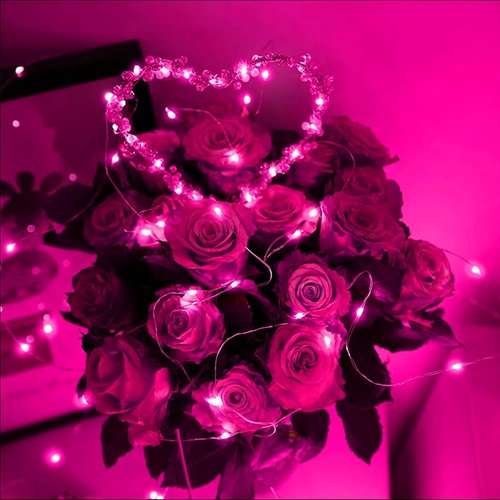 LAMPHOME 100 LED Pink Valentine Lights - Battery Operated Fairy String Lights with Remote & Timer for Indoor Decor