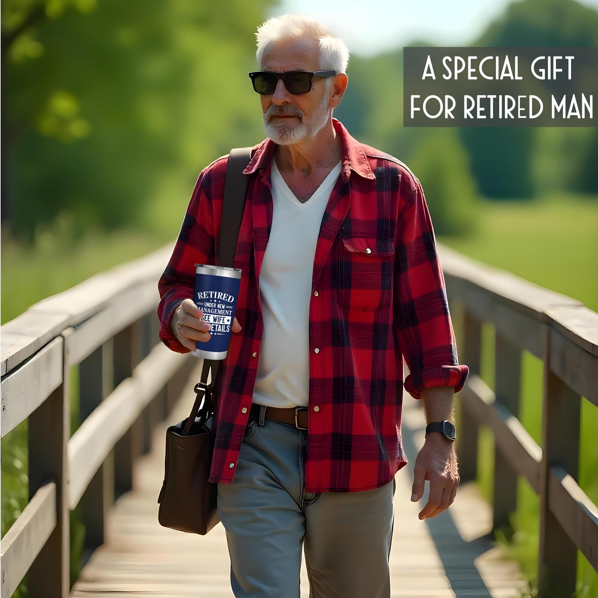 FUNITZ Retirement Gifts for Men 2026 - Retired Under New Management - Retirement Tumbler for Men Husband, Boyfriend, Father, Boss - Cool Gifts 20oz Navy Tumbler Birthday, Anniversary, Christmas