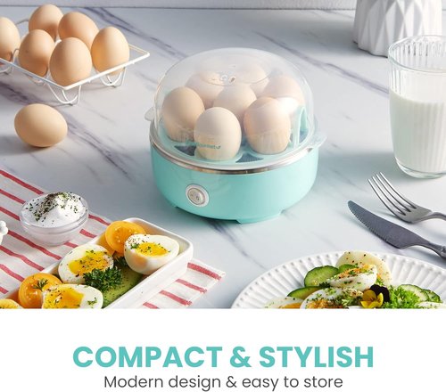 Elite Gourmet Easy Egg Cooker - Electric 7-Egg Capacity with Auto Shut-Off | Retro Mint Color