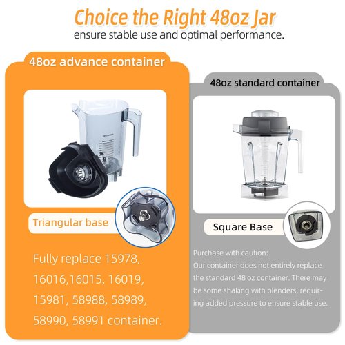 48oz Blender Pitcher Replacement for VM0100A 15978 16016 36019 VM0145 Commercial BarBoss Advance Drink Machine Blender Container Cup Jar Jug Parts, 3-Yr Warranty
