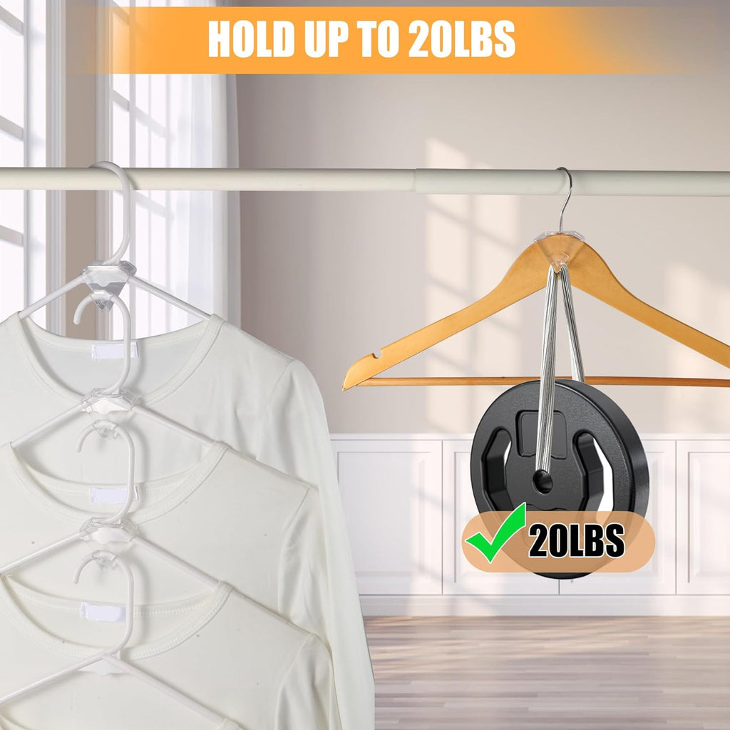 SLMT Space Saving Hanger Hooks - 30 Pack Clear Clothes Connector for Closet Organization