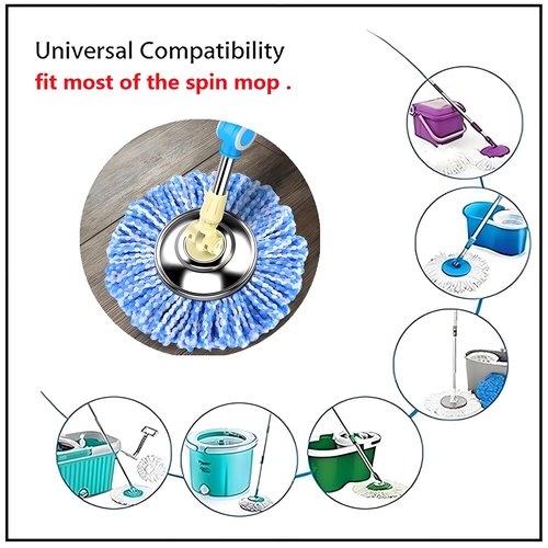 YOQXHY 6 Pack Spin Mop Replacement Heads, (6.3 Inch,Round) Microfiber Mop Refills Compatible with Hurricane, Mopnado, Libman, Simpli Magic and Other 360 Spin Mop Systems, (6 Colors)