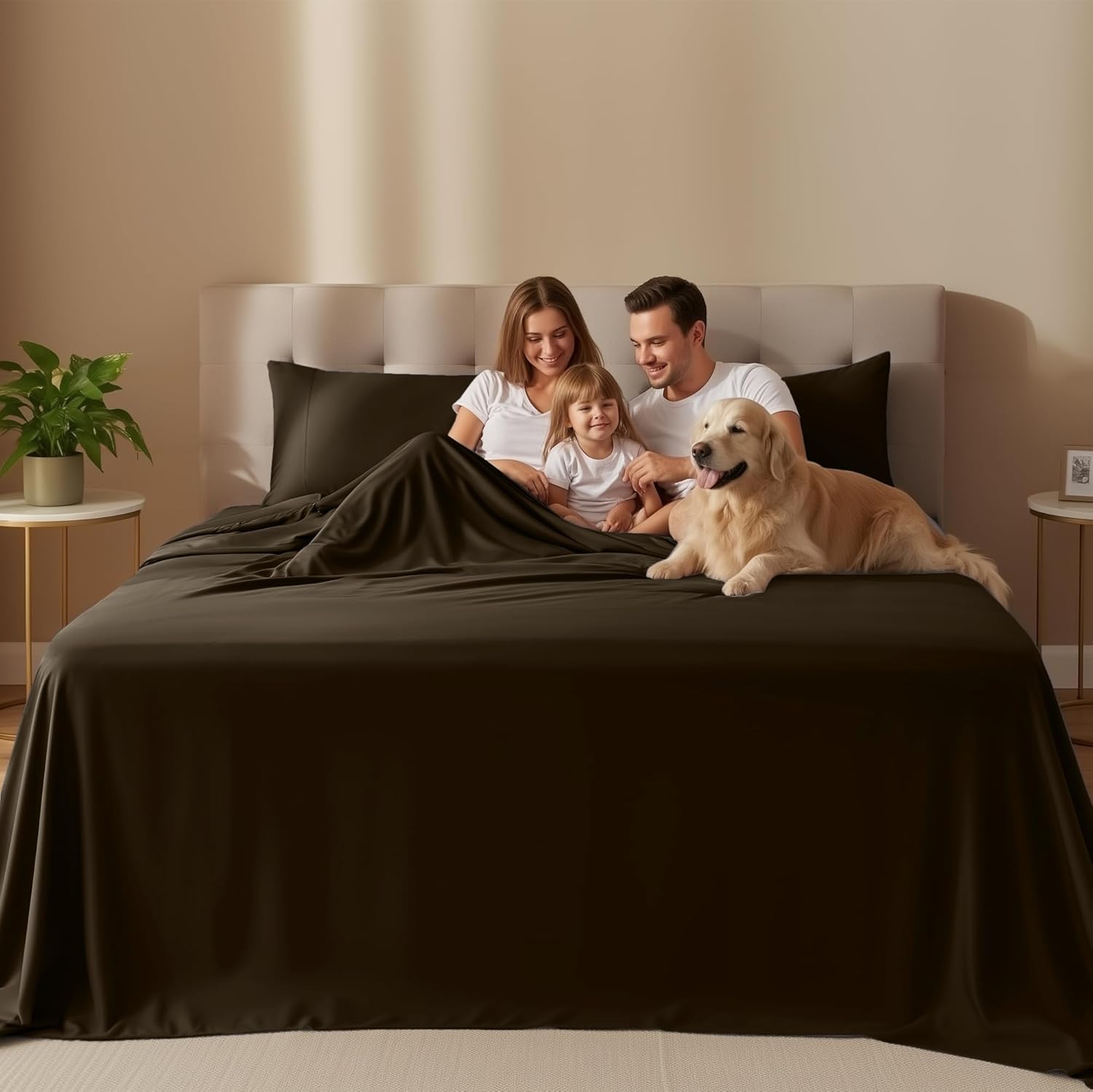 Utopia Bedding King Bed Sheets Set - 4-Piece Brushed Microfiber - Fade & Shrink Resistant | Easy Care (King, Brown)