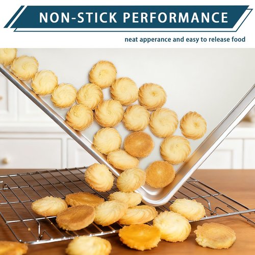 Bastwe 12 Pack Half Size Baking Sheet Pan Set, Aluminum Commercial Quality Cookie Sheet for Baking or Roasting, Large Thick Baking Tray Prevents Warping, 13" × 18" Cookie Tray Pan
