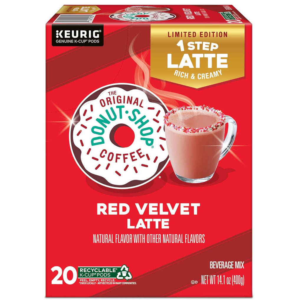 Original Donut Shop Red Velvet Latte K-Cup Pods - One-Step Brewing, 20 Count