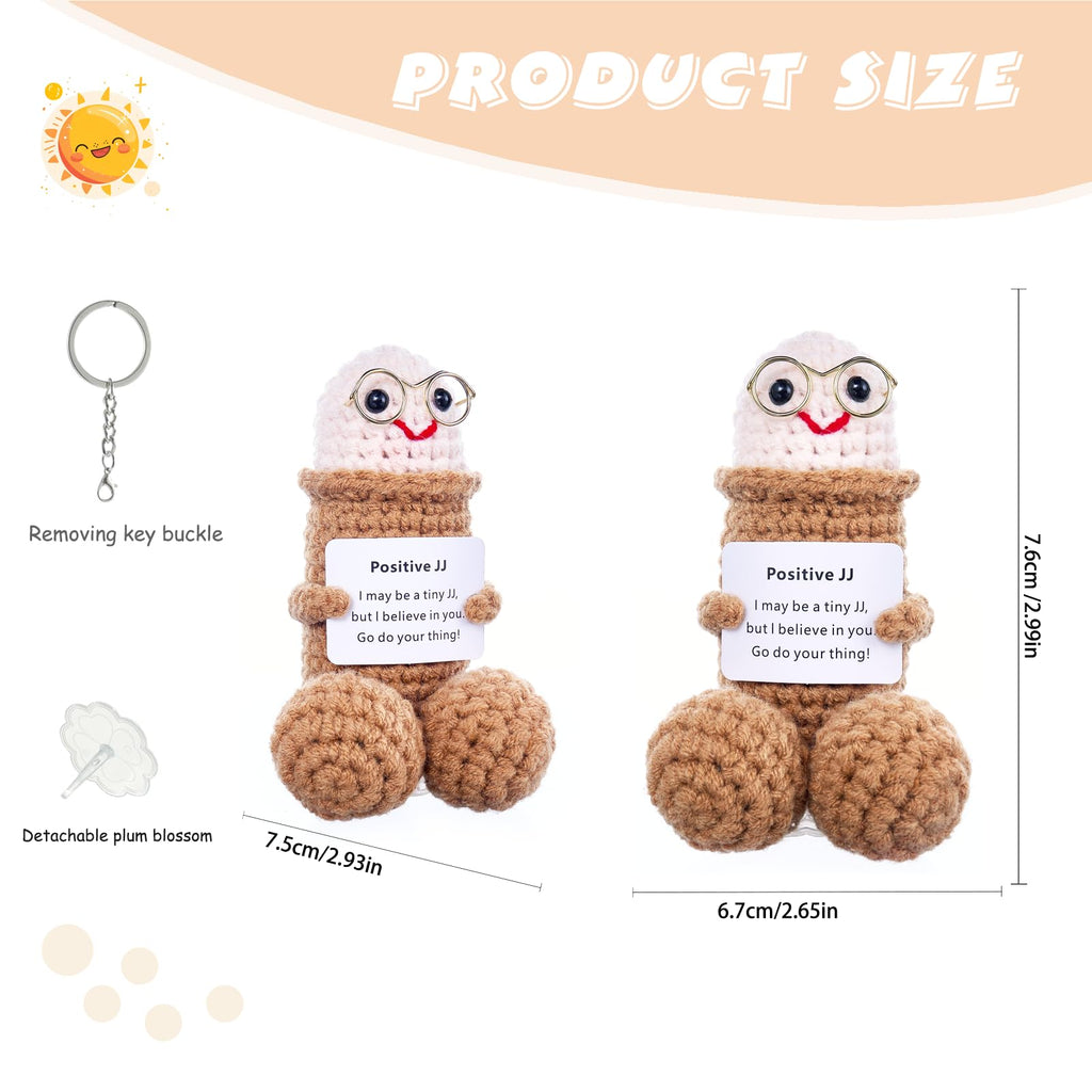 IYOOCSS Positive Crochet Emotional Support Pickle Plushies Weird Stuffed Animal Funny Things Gag Gifts for Men Friends, Boyfriends, Husband Adult (Brown JJ-1pcs)