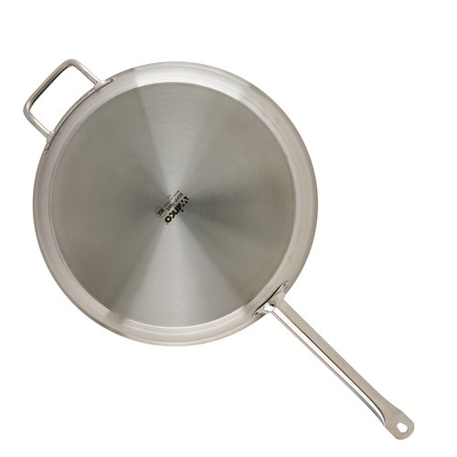 Winco Commercial-Grade Stainless Steel Fry Pan with Helper Handle, Non-Stick, 14"