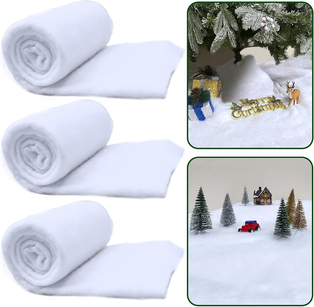 TURNMEON Christmas Snow Blanket Roll - 3 Pack of 10 Ft x 15 Inch Soft Artificial Snow for Holiday Decor