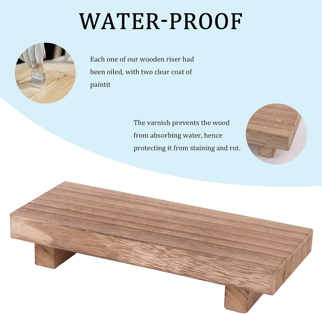 Zoocatia Small Wooden Tray Stand - Farmhouse Bathroom Decor & Kitchen Soap Dish Holder | Brown