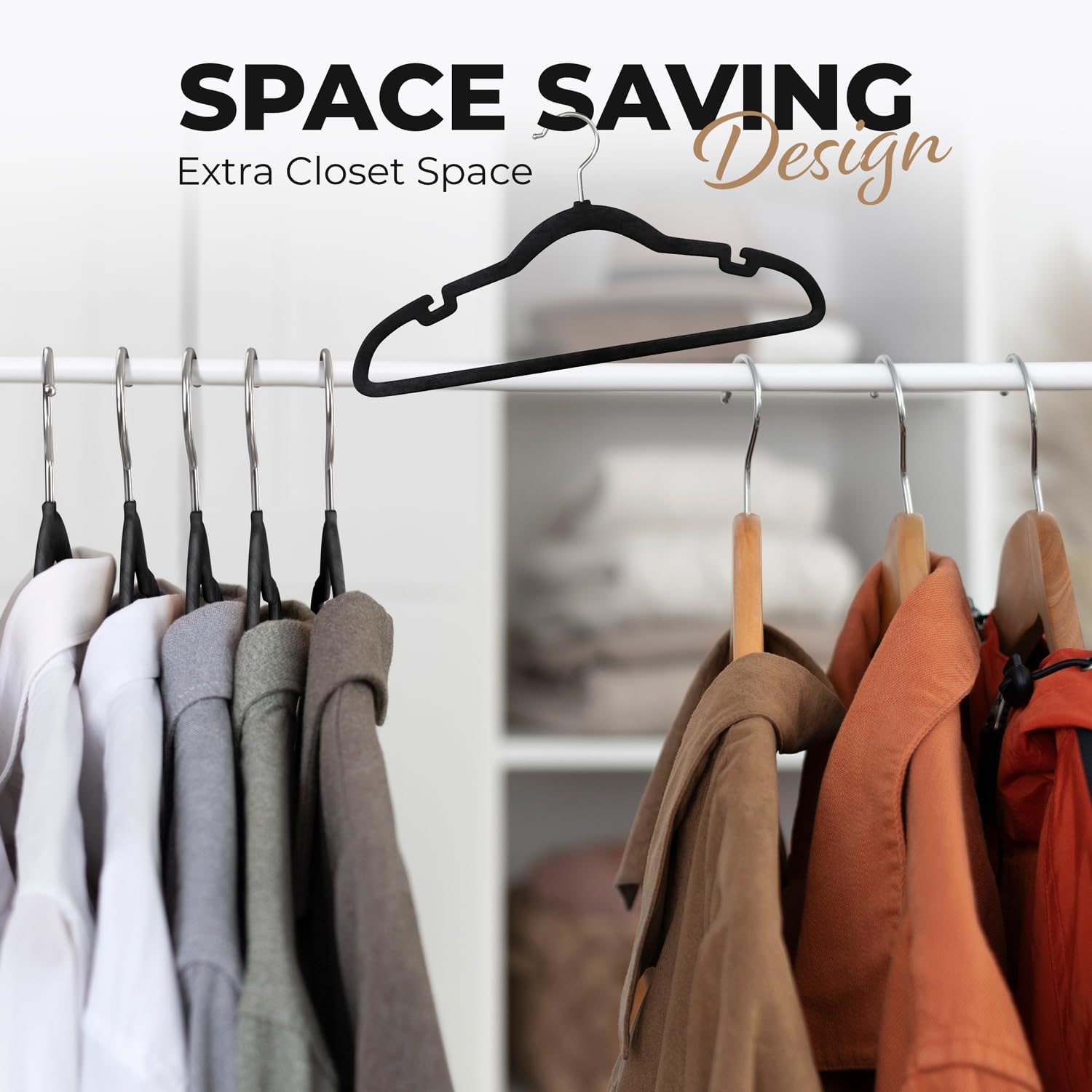 Modern Space Velvet Hangers - 100 Pack Slim Space-Saving Design for Shirts, Pants & Dresses