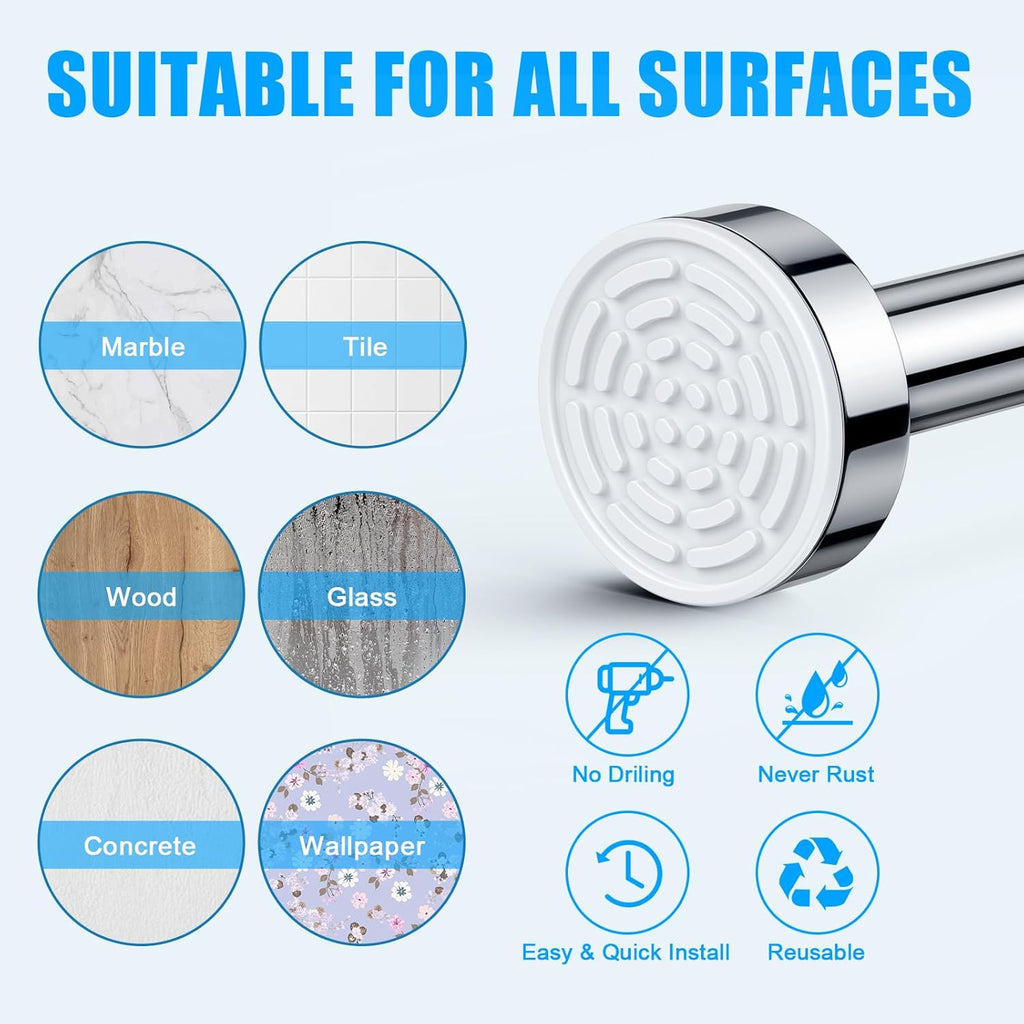 TEECK Adjustable Shower Curtain Rod - 32-80 Inch Anti-Slip, Rust-Free Design | Easy No-Drill Installation