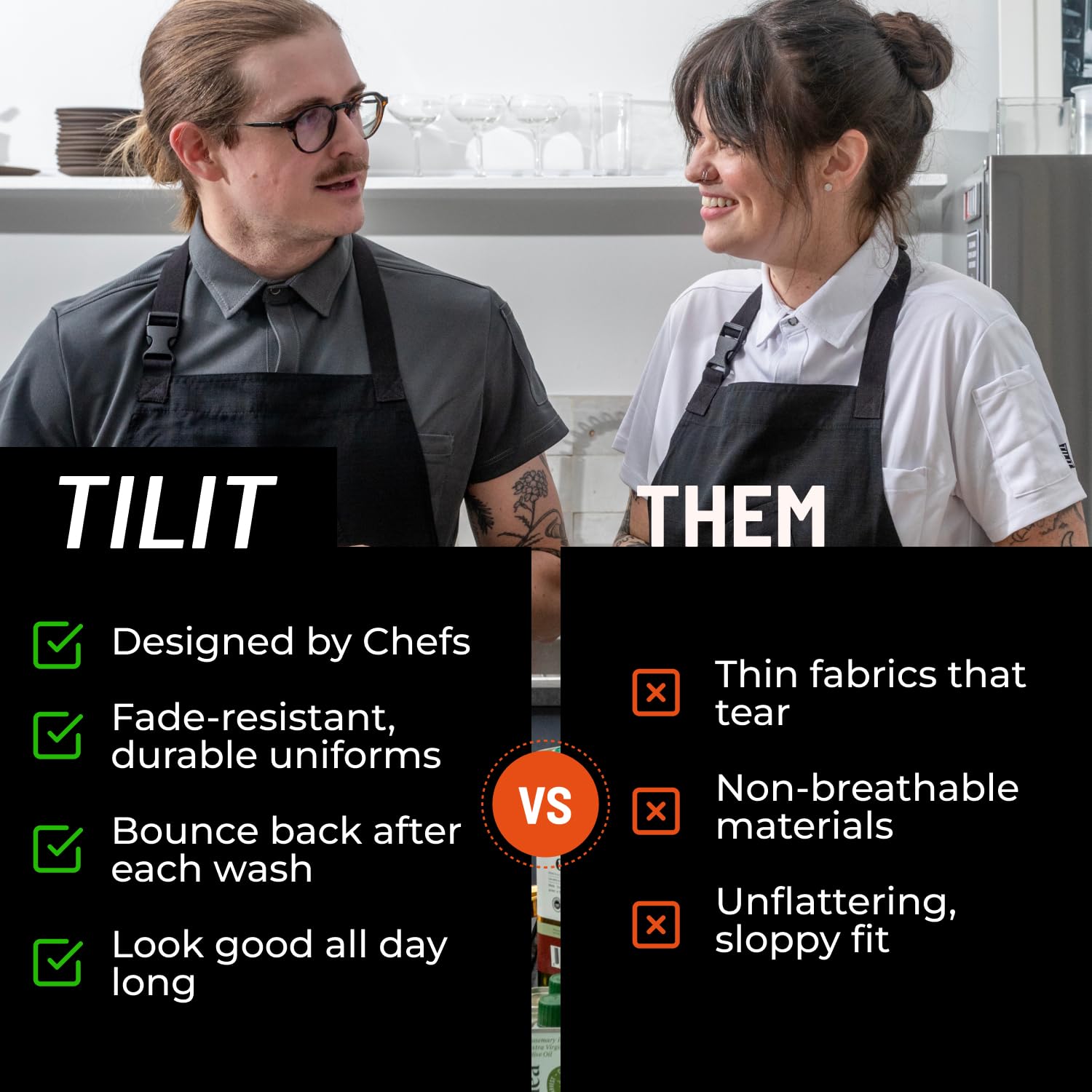 TILIT Supply Apron (Gray, One Size Fits All) | Premium Chef Apron with Pockets, Unisex Apron for Men and Women | Quality Design and Functionality