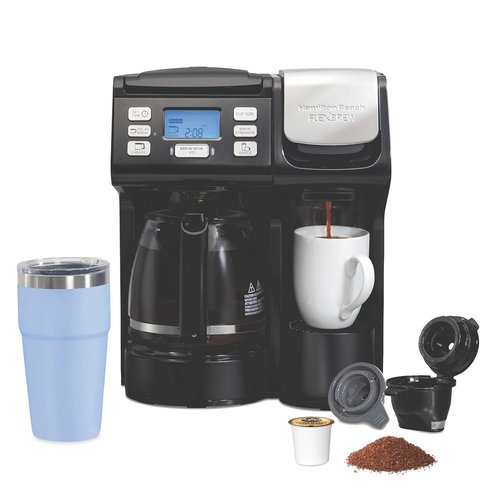 Hamilton Beach FlexBrew Coffee Maker - 2-Way Brewing with K-Cup Pods or Grounds, Black | Single Serve & 12-Cup Pot