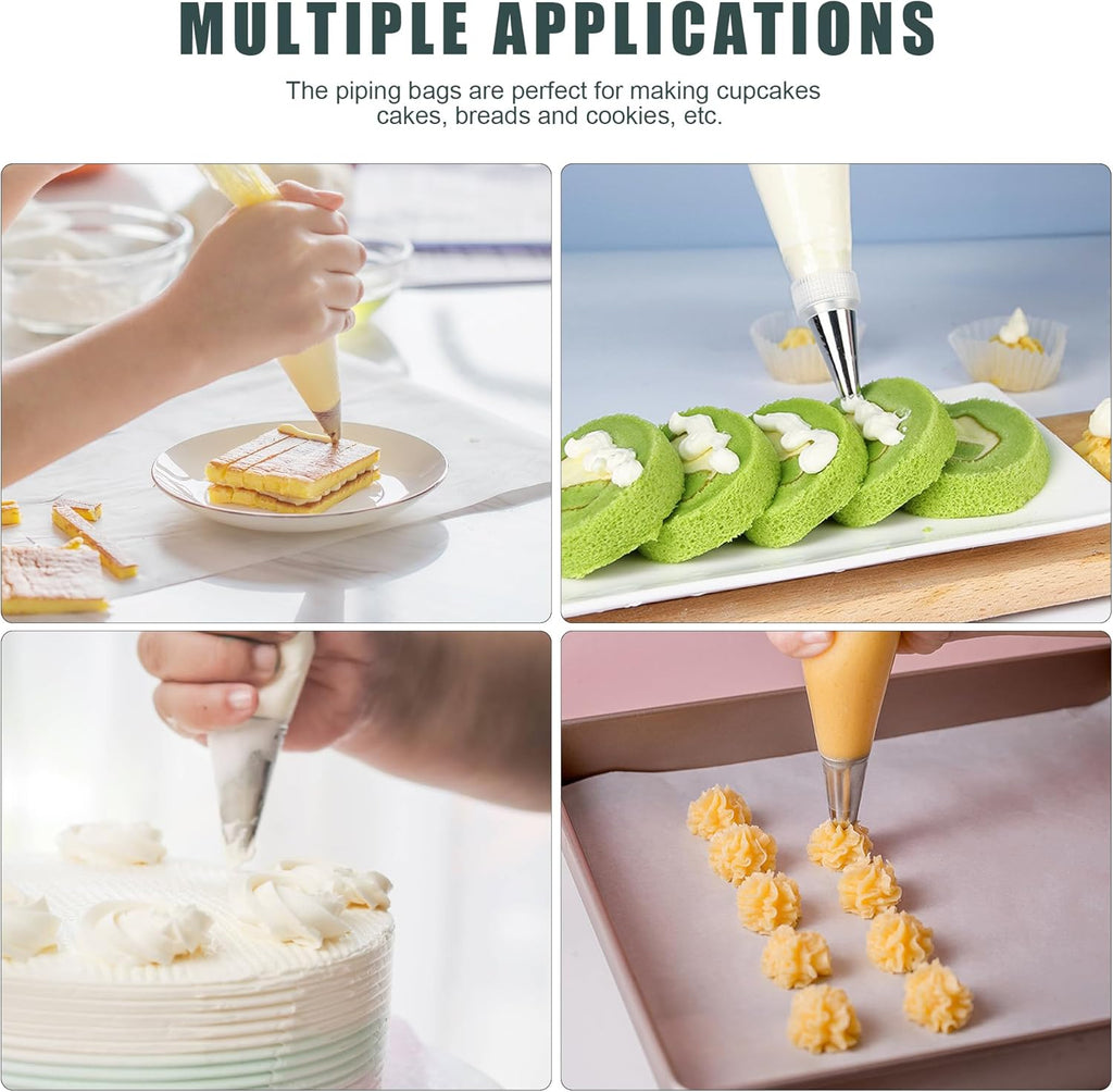 Skiennix Piping Bags and Tips Set - 100pcs 16 Inch Pastry Bags with 16 Tips & Cake Scrapers