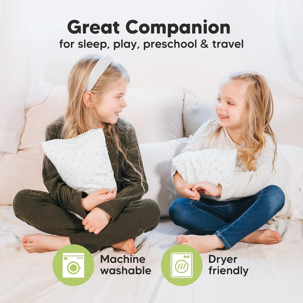 My Little Dreamy Mini Toddler Pillow - Soft Organic Cotton Travel Pillow with Pillowcase, 9x13 (Acorn)