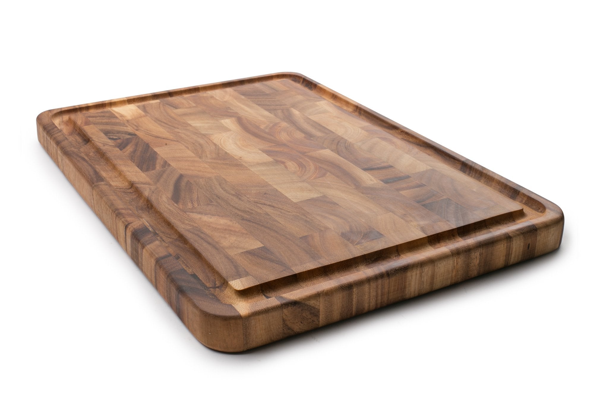 Ironwood Gourmet Charleston End Grain Board with Channel, Acacia Wood Brown 20 x 14 Inches