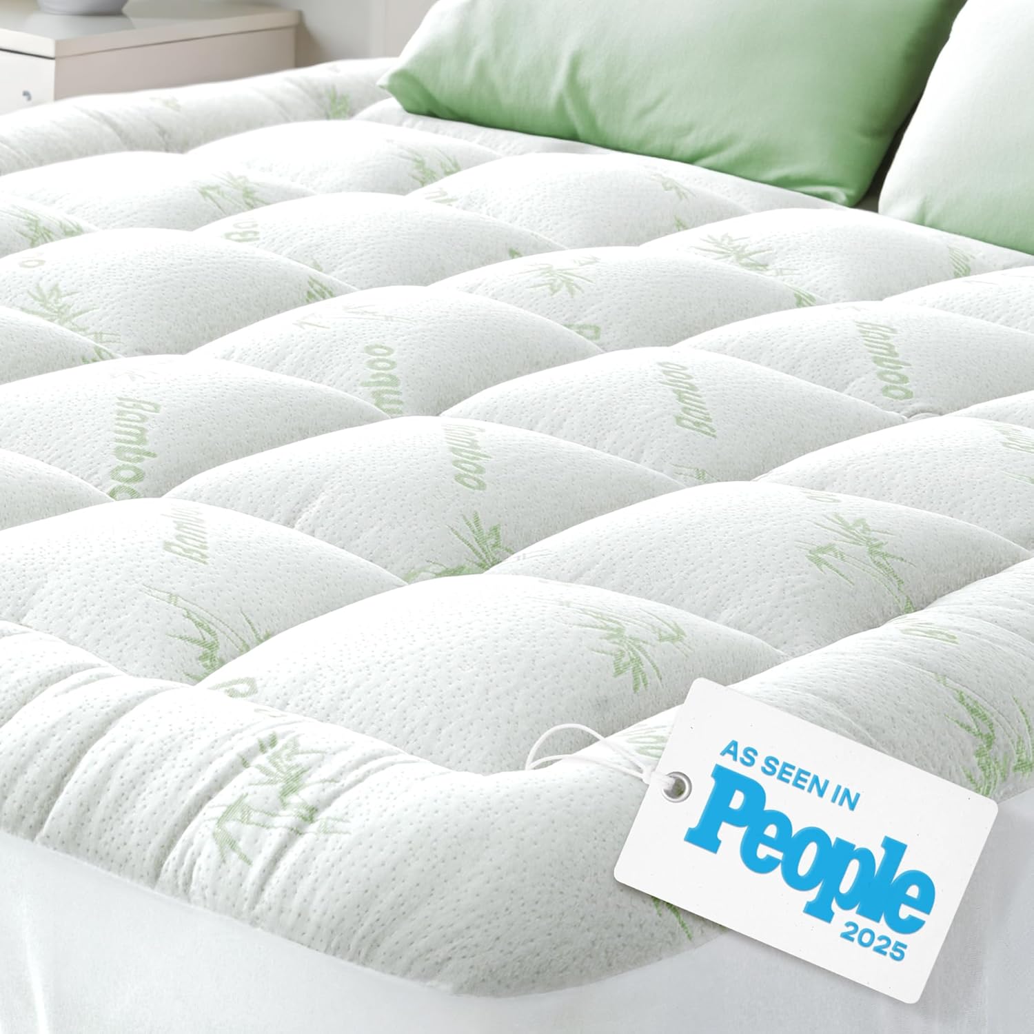 Niagara Sleep Solution Ultra Soft Mattress Topper - Bamboo Viscose Pillow Top for Back Pain Relief | Full XL Size, Sage