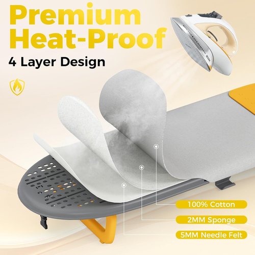 KINGBOARD Mini Ironing Board - Foldable Tabletop Design with Iron Holder | Compact 12x32 Grey for Easy Storage
