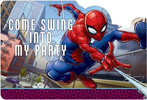 Spider-Man Webbed Wonder Postcard Paper Invites - 4 1/4" x 6 1/4" Multi-color, Set of 8