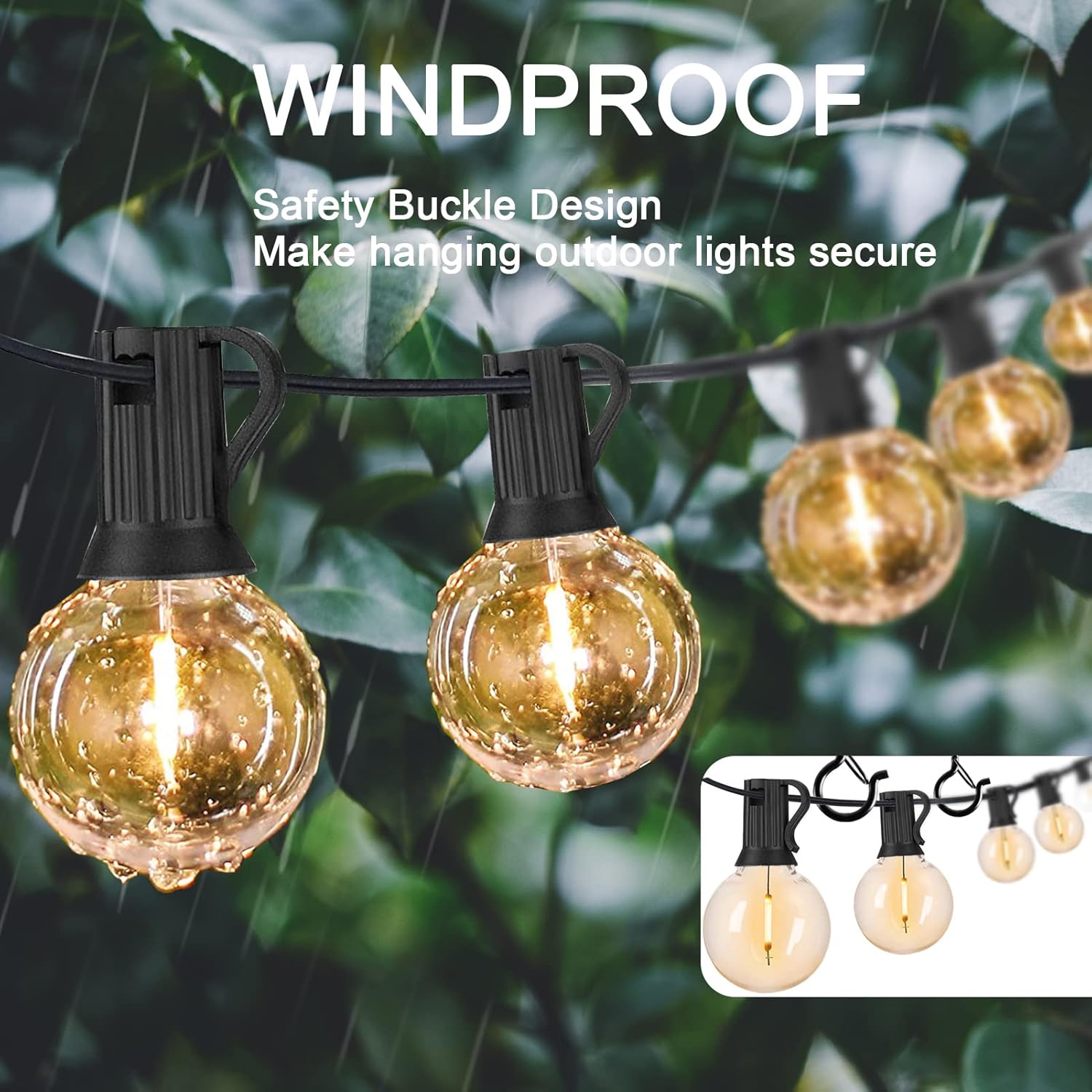 ADIIL 20 PCS Q Hanger Hooks - Windproof Screw Hooks for Outdoor String Lights & Plants | 2.2 Inches, Black
