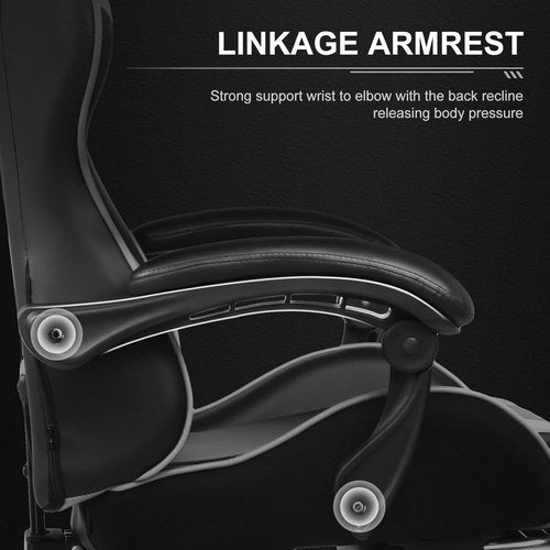GTPLAYER Gaming Chair - Height Adjustable Computer Chair with Footrest & Lumbar Support | Pearl White