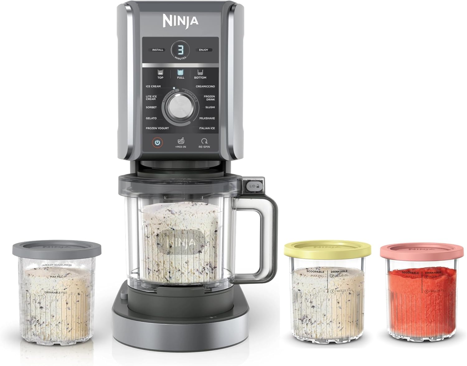 Ninja CREAMi Deluxe Ice Cream Maker - 11-in-1 Frozen Treat Machine with 4 Family-Sized Tubs, Silver