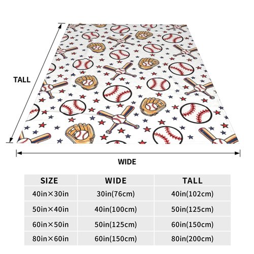 Baseball Blanket, Soft Fleece Throw for Kids, Unique Baseball Gifts Ideas for Boys & Girls Throw Blanket for Home Living Room Couch Bed Chair or Dorm Decor 50x40inches