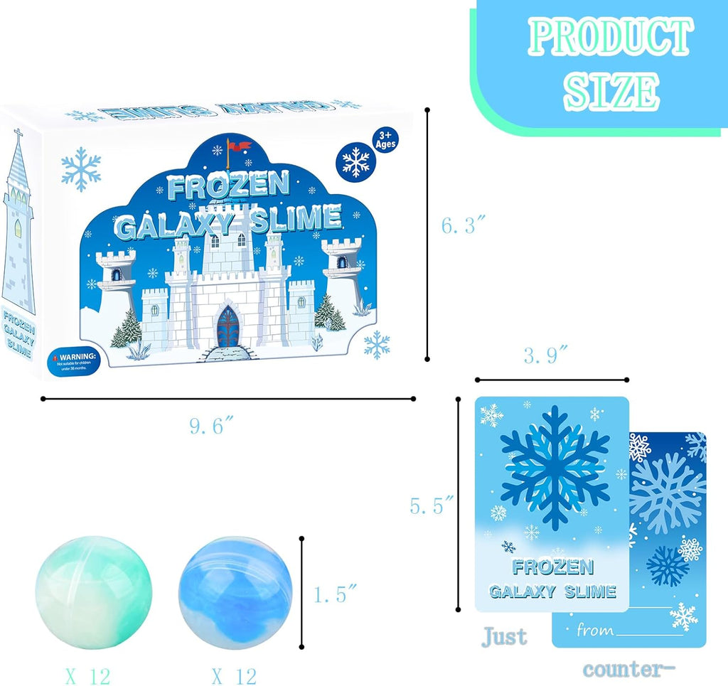 Skiennix Frozen Slime Party Favors - 24 Pack Ice Slime Balls for Kids | Perfect for Valentine's Day & Easter Goodie Bags