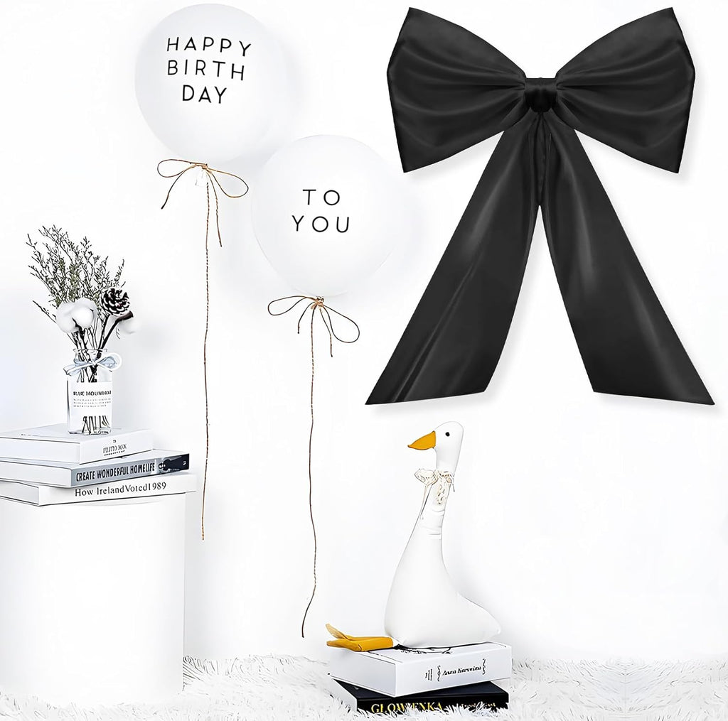 Skiennix Large Black Bow Decor - Giant Satin Ribbon Bow for Christmas Tree & Party Decorations