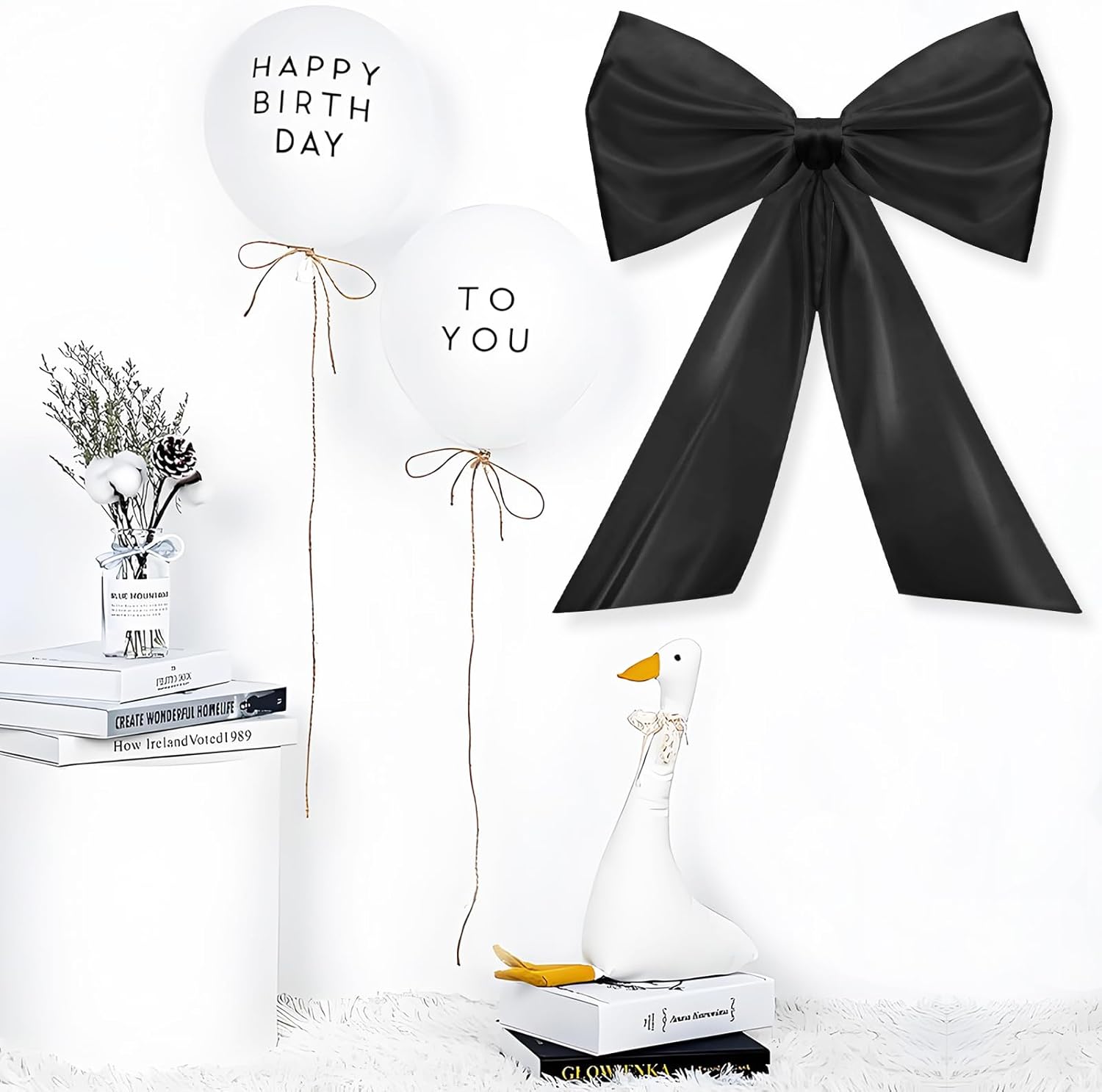 Skiennix Large Black Bow Decor - Giant Satin Ribbon Bow for Christmas Tree & Party Decorations