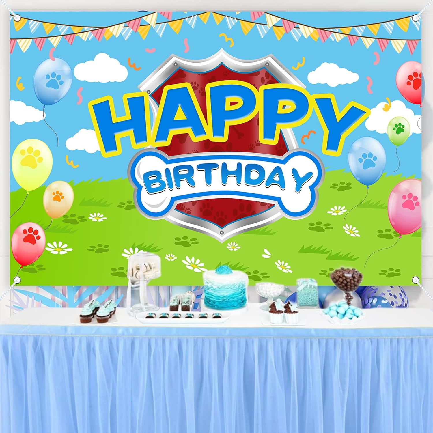 Skiennix 5x3ft Cartoon Dog Theme Backdrop - Perfect Photography Background for Kids' Birthday Parties