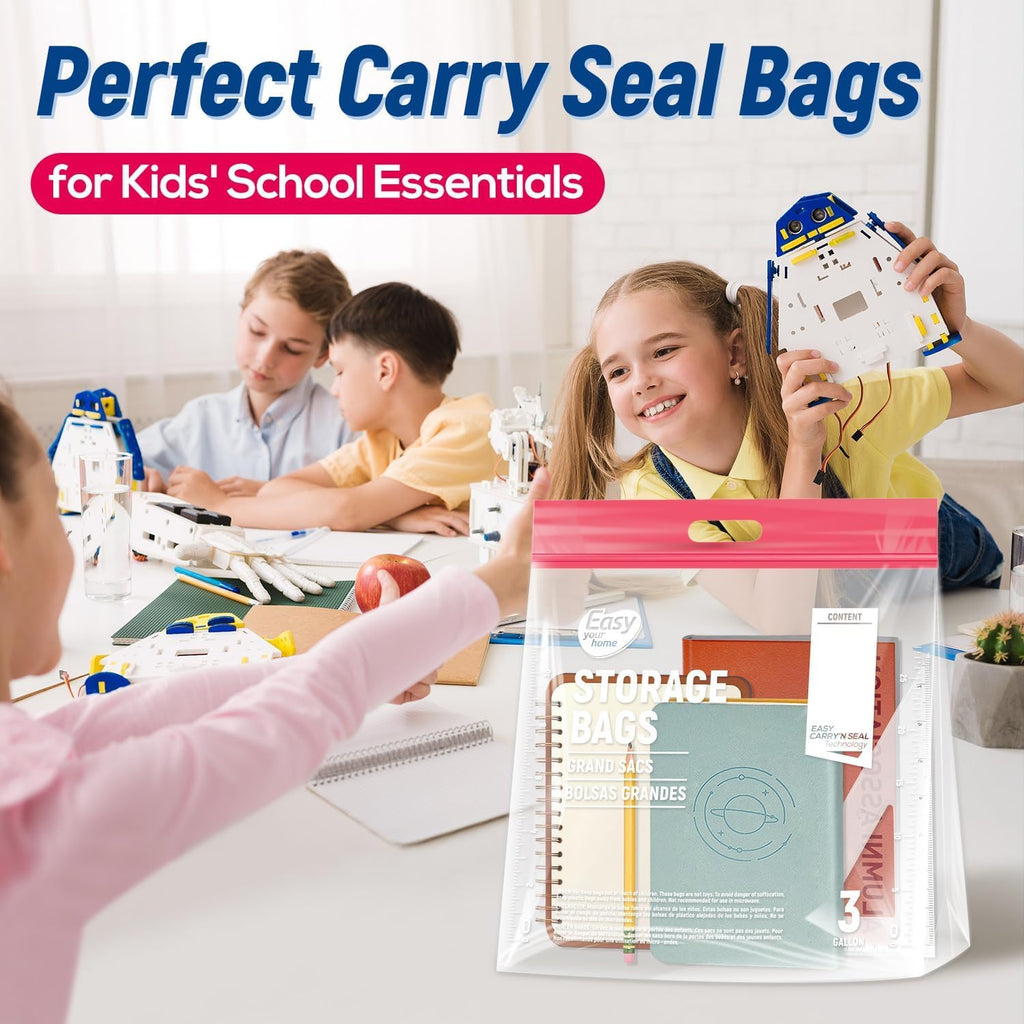 3 Gallon Zipper Lock Plastic Bags by [Brand Name] - Extra Large Reusable Storage Bags | BPA-Free, 16"x18"x5" for Travel & Moving
