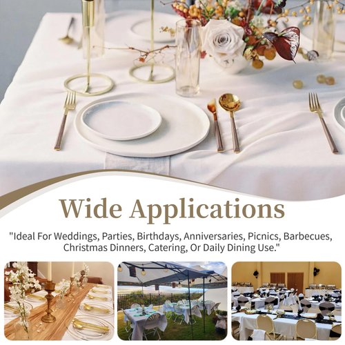 8 Pack White Table Cloth Rectangle Table Cloths for 8 Foot Rectangle Tables 60 X 126 Inch Washable Polyester Table Covers, Reusable & Wrinkle Resistant for Weddings, Parties, Events, and Everyday Use