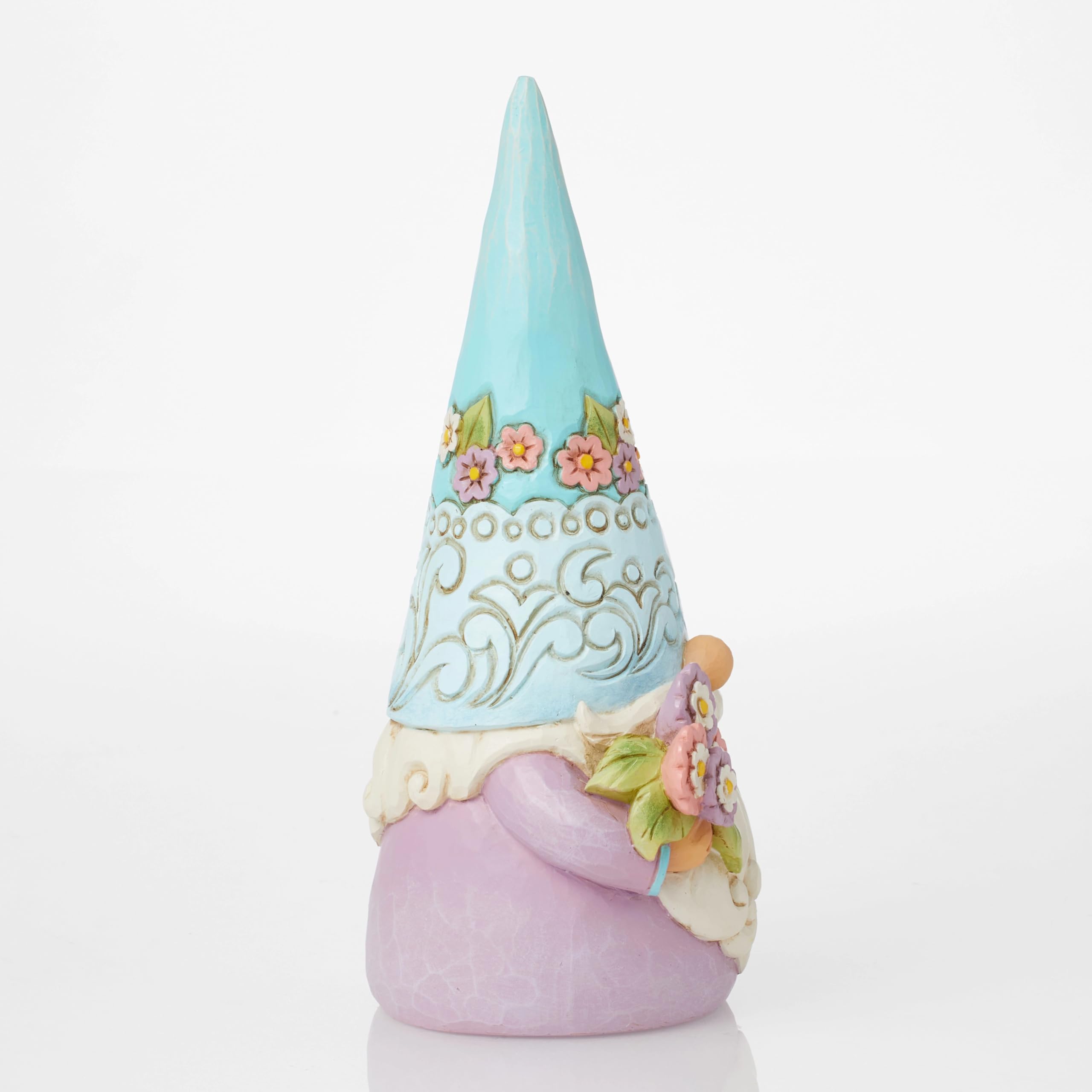 Enesco Jim Shore Heartwood Creek Gnome Holding Flowers Figurine- Stone Resin Hand Painted Crafted Collectible Decorative Gnomes Figurines Home Decor Statue, 7 Inch